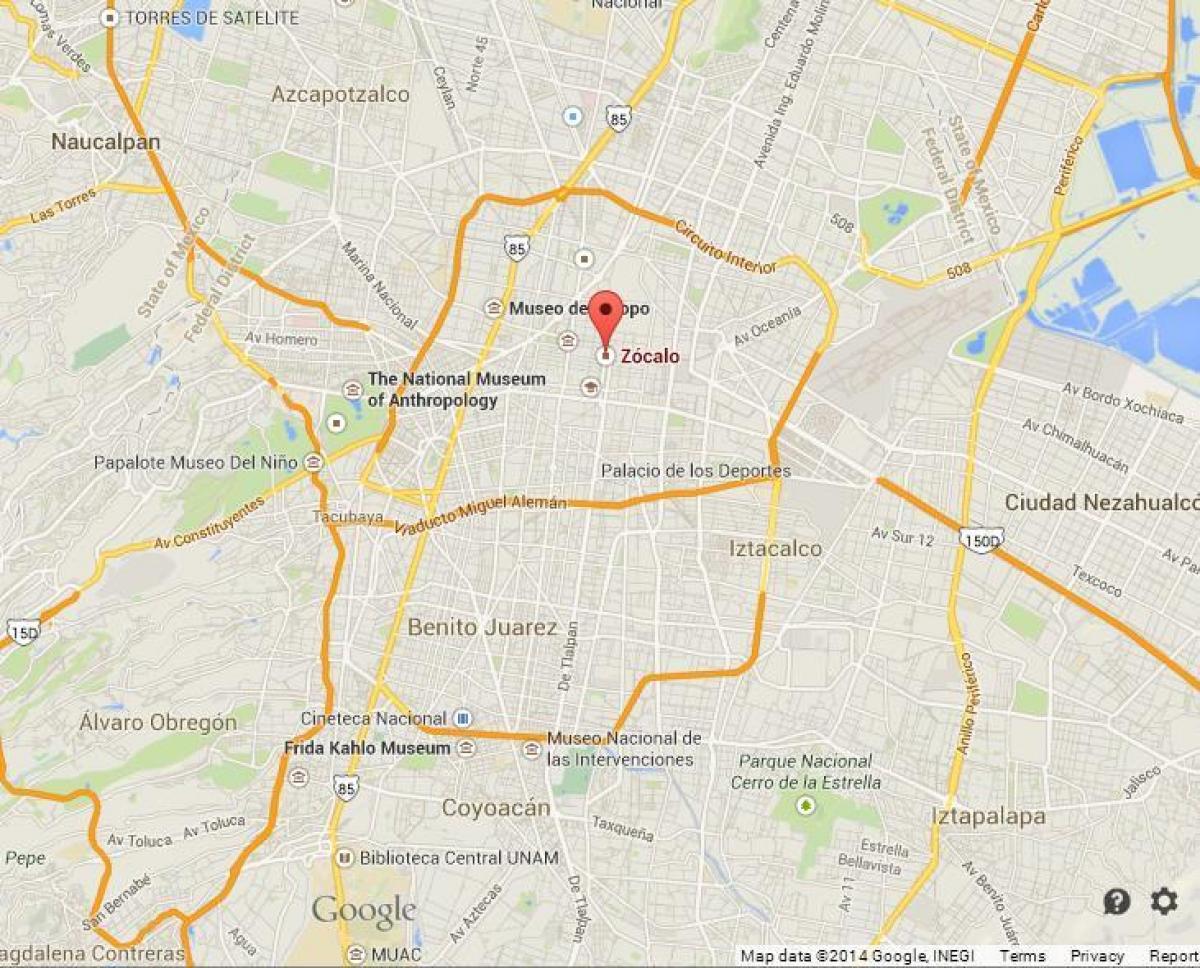 zocalo Мехико Хотын газрын зураг