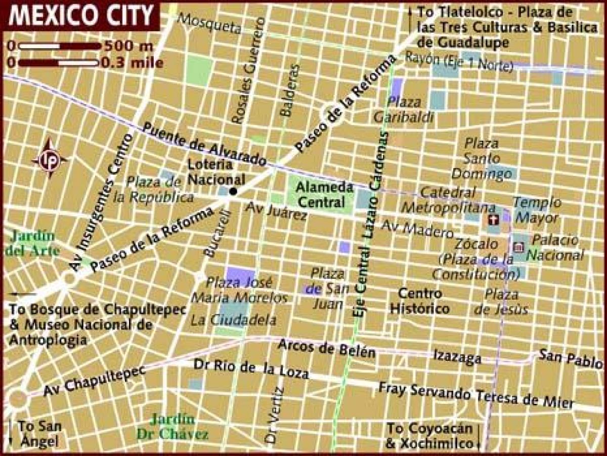 centro historico Мехико Хотын газрын зураг